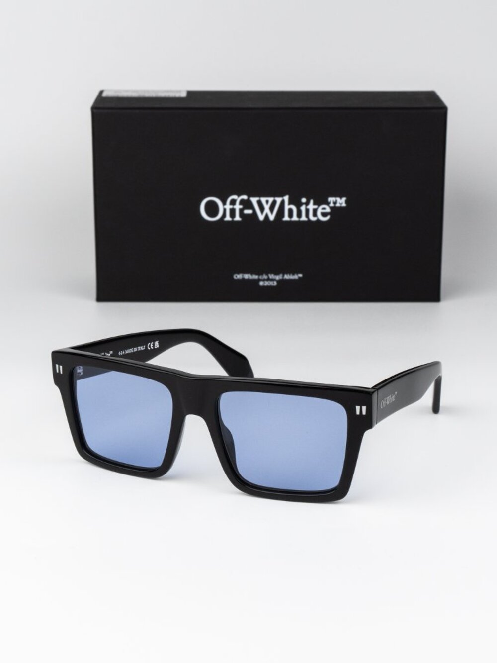 Off-White LAWTON Men Sunglasses Black Blue Square OERI109 1040 NEW AUTHENTIC